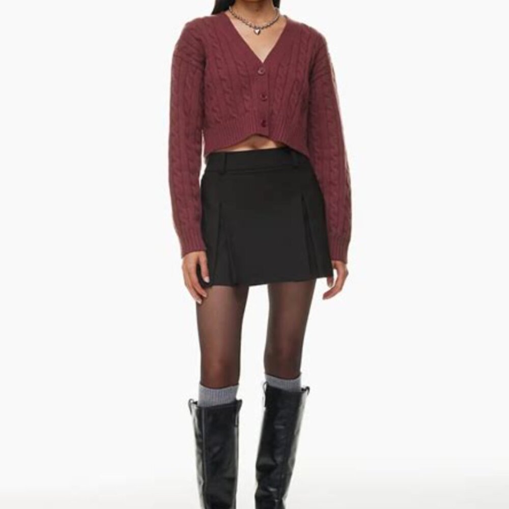 Aritzia Burgundy Cable Knit Cardigan - Picture 5 of 11